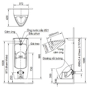 Ban ve ky thuat Bon tieu Inax nam ASU-500V