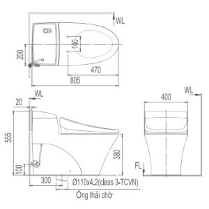 Ban ve ky thuat bon cau nap rua co INAX AC-1017R+CW-S32VN
