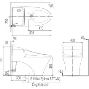 Bản vẽ kỹ thuật Inax AC-1008R+CW-KB22AVN 