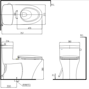 thong so ky thuat bon cau 1 khoi inax c991vrn